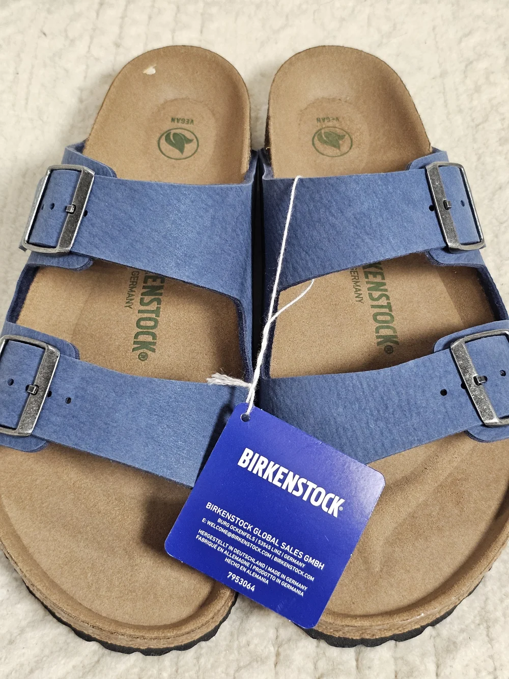 Birkenstock Men's Blue Double-Strap Sandals with Buckles Sz 42 New With Tag